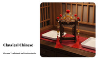 God of Wealth Hair Crown Good Luck Symbols Red Tassel Hair Comb Chinese Festive Hairpiece Handmade Traditional Chinese Headdress
