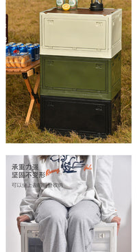 工业风折叠收纳箱大容量衣服塑料床头柜家用零食玩具储物整理箱子 木盖白色 中号30L
