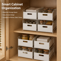 Under Sink Organiser, Pull Out Drawers for Cabinets, Kitchen Cabinet Organiser, Matte White Stackable Cleaning Product Organiser