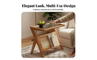 Minimalist design C-Shaped Sofa Table Japanese Aesthetic C-Shaped Tray Table Space-Saving Living Room Furniture Multi-Purpose for Apartment Dwellers, Homeowners, Home Workers, Bedroom, Balcony, Small Spaces