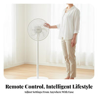 Powerful Airflow Wireless Control Stand Fan Multiple Speeds & Modes Wireless Control Pedestal Fan Wide Angle Oscillation Timer Function for Bedroom, Office