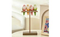 Bird Figurine with Wooden Base Compact Bird Ornament with Branch Sturdy for Desk