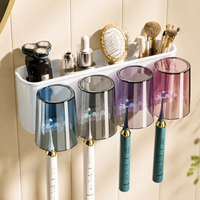 Manual Toothbrush Holder, Automatic Wall Mounted Toothbrush Organiser, Clear PET for Family Bathroom, Multiple Slots