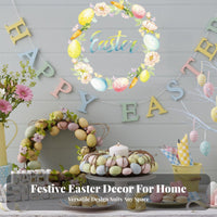 Easter Egg Wreath Self Easter Wall Decal Peel and Bunny Window for Kids, Families, Refrigerator, Glass Panes, Nursery