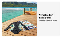 Long Sleeve Floral Swimsuit Padded Floral Print Wave Ing Suit Single Piece Sun Protection Swim Attire Quick-Dry Textile