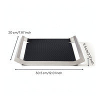 Tray with Woven Texture Rectangular Stainless Steel Tray Decorative Silver for Entryway, Dresser