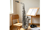 Alto Saxophone Rich-Toned Alto Saxophone with Hard Case Silver Woodwind for Beginners, Students, Repetition Lessons
