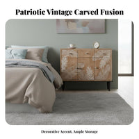 Distressed 2-Drawer Chest Vintage Design Nightstand Rustic Appeal Decorative Turned Legs for Interior Decorators, Bedroom