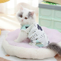Cat Surgery Suit with Snap Buttons, Polyester Post Surgery Cat Clothes, Short Sleeve Neuter Suit for Cats, Unisex Anti-Licking Spay Suit for Cats