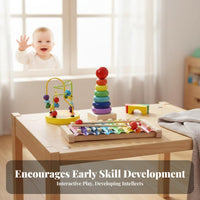 Hand-Eye Coordination Wooden Bead Maze Develops Fine Movement Skills Bead and Wire Maze Toy Color & Shape Recognition for 1-3 Year Olds