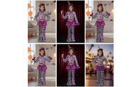 Clown Costume with Hat Ruffled Clown Costume Striped Outfit for Halloween, Cosplay, Stage Performance
