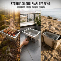 Portable Stainless Steel Folding Mini BBQ Grill with Charcoal Stove for Home Outdoor Camping