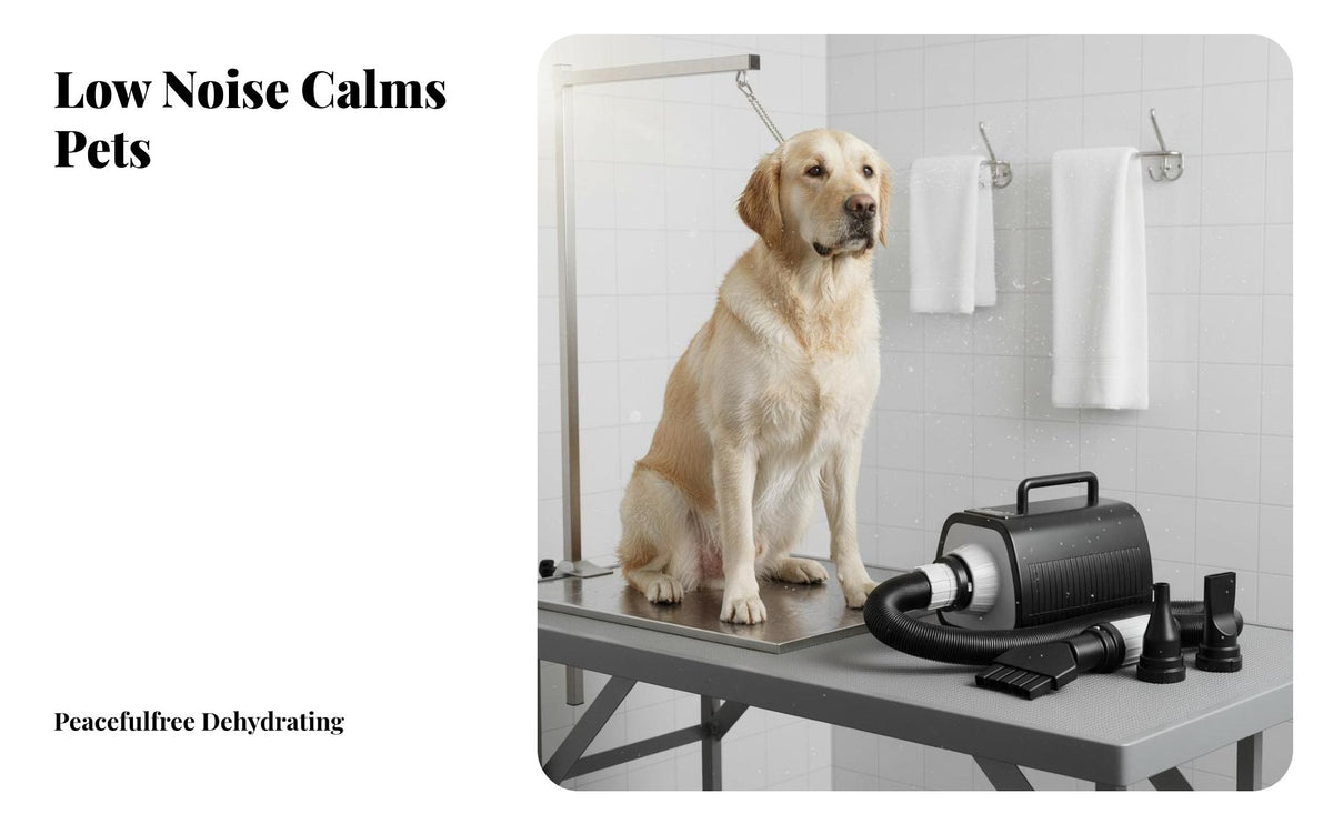 Low Noise Dog Grooming Blower Quick Drying High Velocity Pet Dryer Adjustable Temperature Quiet Dog and Cat Blower Negative Ion Care
