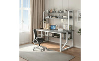 Modern Design Study Table with Bookshelf Spacious Desktop Integrated Desk and Bookcase for Students, Bedroom
