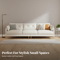 Curved 3-Seater Sofa Cream cream Living Room Furniture Light Luxury aesthetic Couch for Apartment Dwellers, Young Adults, Studio Flat, Lounge Area, Office