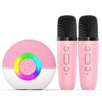 Bluetooth Karaoke Speaker with Wireless Microphones Light-up Portable Karaoke Machine Multicolor System Colorful for Children, Singers
