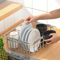 Kitchen Sink Strainer and Expandable Sink Basket, Stainless Steel Over Sink Drainer for Food Waste, Space Saving Modern Minimalist Style Design