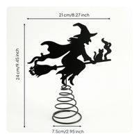 Spooky Witch Tree Topper Silhouette Witch Tree Topper with Spring Base Substitute Decoration Seasonal for Mantel Displays