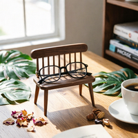 Wooden Chair Glasses Holder Bedside Storage Walnut Eyeglass Stand Gift Idea Mini Wooden Chair Holder for Office