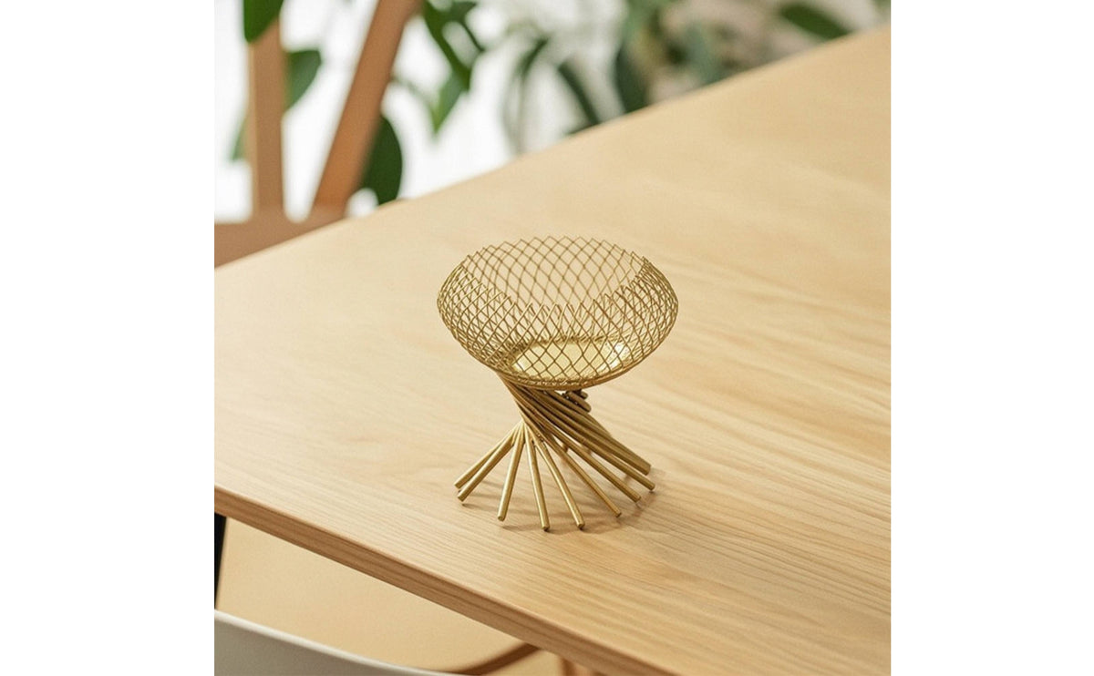 Modern Mesh Bowl with Tripod Base Lightweight Metal Lattice Candle Holder Minimalist Decor Compact for Living Room