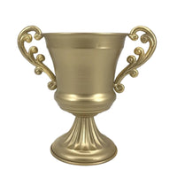 Gold-Toned Metal Vase with Pedestal Base Lustrous Decorative Centerpiece Vase Elegant Floral Display Container Vintage for Table Decoration