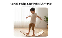 Long-Lasting Natural Wood Wooden Balance Board Multi-Functional Curved Wobble Board Versatile Kids Sensory Toy Polished Rounded Edges for Toddlers, Adults