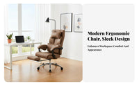 Lumbar Support Reclining Ergonomic Chair with Footrest Adjustable Headrest High-Back Reclining Chair with Footrest 360° Swivel Computer Seat Breathable Backrest for Executives, Remote Workers, Students, Napping, Study Room, Gaming Setup