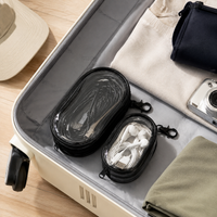Transparent PVC Cable Organizer with Hook, Carry-On Cable Bag for On-the-Go, Tech Accessory Bag 6.5x3.6x10.5cm, Small Cable Storage