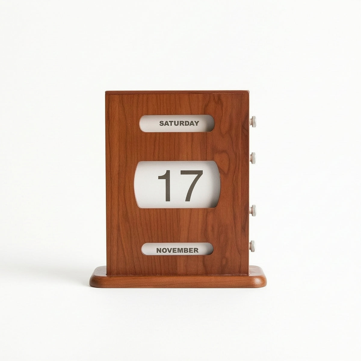 Vintage-Style Perpetual Calendar with Knobs Self-Standing Wooden Perpetual Calendar Decorative Reusable for Professionals, Students, Home Office, Study