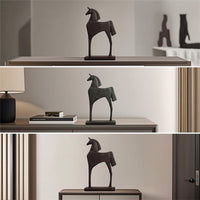 Horse Sculpture with Base Modern Standing Horse Statue Rustic Sculpture with Base for Home Stylists, Tabletop, Office