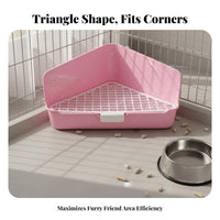 Hare Corner Litter Box Easy to Clean Corner Litter Pan Guinea Pig Enclosure Toilet Anti-Tip Design Hare Potty Guide for Bunnies