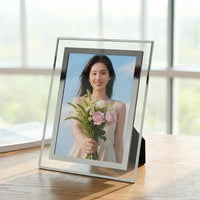 Photo Frame, Picture Frame, Gift, Glass, 6-Inch, Silver, Rectangular, Vertical & Horizontal Use, 10.1×15.2cm, Stylish, Luxurious