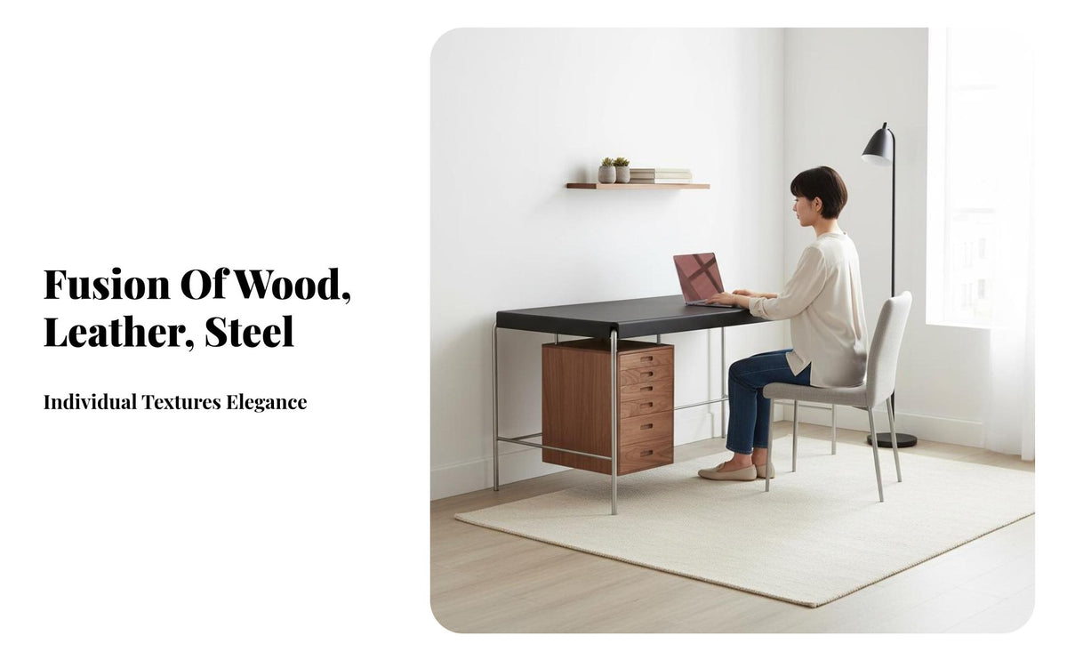 Post-Modern Aesthetic Bent Tube Frame Desk Light Luxury Writing Table Minimalist Design Office Furniture Space-Saving for Apartment Dwellers, work-from-home Workers, Students, Small areas, Study Room, College Dorm, Bedroom