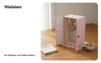 Miniature Paper Wardrobe Vintage Design BJD Doll Armoire 1/12 Scale Doll Closet Realistic Design Miniature Wardrobe Handmade