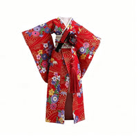 1/6 Scale Kimono Set Floral Pattern Female Action Figure Kimono Long and Short Designs Miniature Wafuku Outfit for Hobbyists