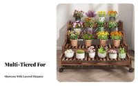 With casters Rolling Tiered Planter Rack Indoor & outsidedoor Use Plant Stand Floor-Standing potted Pot Shelf Weather-Resistant for Homeowners, Apartment Dwellers, Home Decorators, Balcony, Patio, Living Room, Corner Space