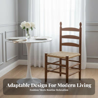 Modern Minimalist Design Woven Seat Dining Chair Ergonomic Backrest Solid Wood Dining Chair Sturdy and Long-Lasting Anti-Slip Leg Pads for Interior Decorators, Homeowners, Restaurant Owners, Cafe, Living Room, Home