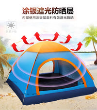 帐篷户外3-4人全自动野营露营账蓬2单人野外加厚防雨晒超轻便速开 1-2人墨绿-单开门