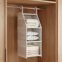 Foldable Hanging Shelf Space Saving Hanging Closet Organizer Easy Access Multi-Layer Wardrobe Rack for Bedroom, Dorm Room