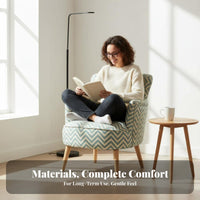 Nordic Design Plaid Upholstered Armchair Comfortable Seating Accent Chair High spine Support Household Furniture Wooden Frame for Readers, Adults, Homeowners, perusing corner, Living Room, Bedroom, Home Office