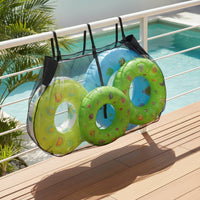 Large Mesh Storage Bag with Straps Foldable Pool Toy Organizer Sturdy Pool Inflatable Organizer Breathable for Backyard