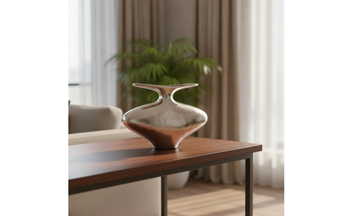 Aluminum Vase Reflective Metal Vase Contemporary for Shelf