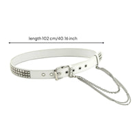 Belt with Chain Punk Studded Belt Edgy for Women, Teens, Concerts, Festivals,