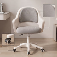 Upholstered Desk Chair Padded Height-Adjustable Computer Chair Rolling Furniture for Telecommuters, Students, Study, Bedroom, Dorm Room