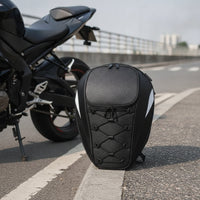 Structured Motorcycle Tail Bag with Reflective Strips Weather-Ready Tail Bag with Reflective Strip Long-Lasting Luggage Portable for Commuters
