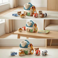 Compact Soft Toy House with Stuffed Animals Tactile Baby Shape Sorter House Sensory Textile Playhouse with Stuffed Animals Travel-Ready for Playroom