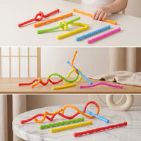 6 Pieces Bendable Silicone Sensory Stick Anxiety Relief Sensory Fidget Stick Calming Quiet Desk Toy Portable for Classroom