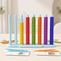 Educational Pattern Color Sorting and Stacking Game Fine Motor Color Sorting Game with Cards Logical Pattern Building Toy with Rods Tactile for Preschoolers, Toddlers, Homeschool, Classroom