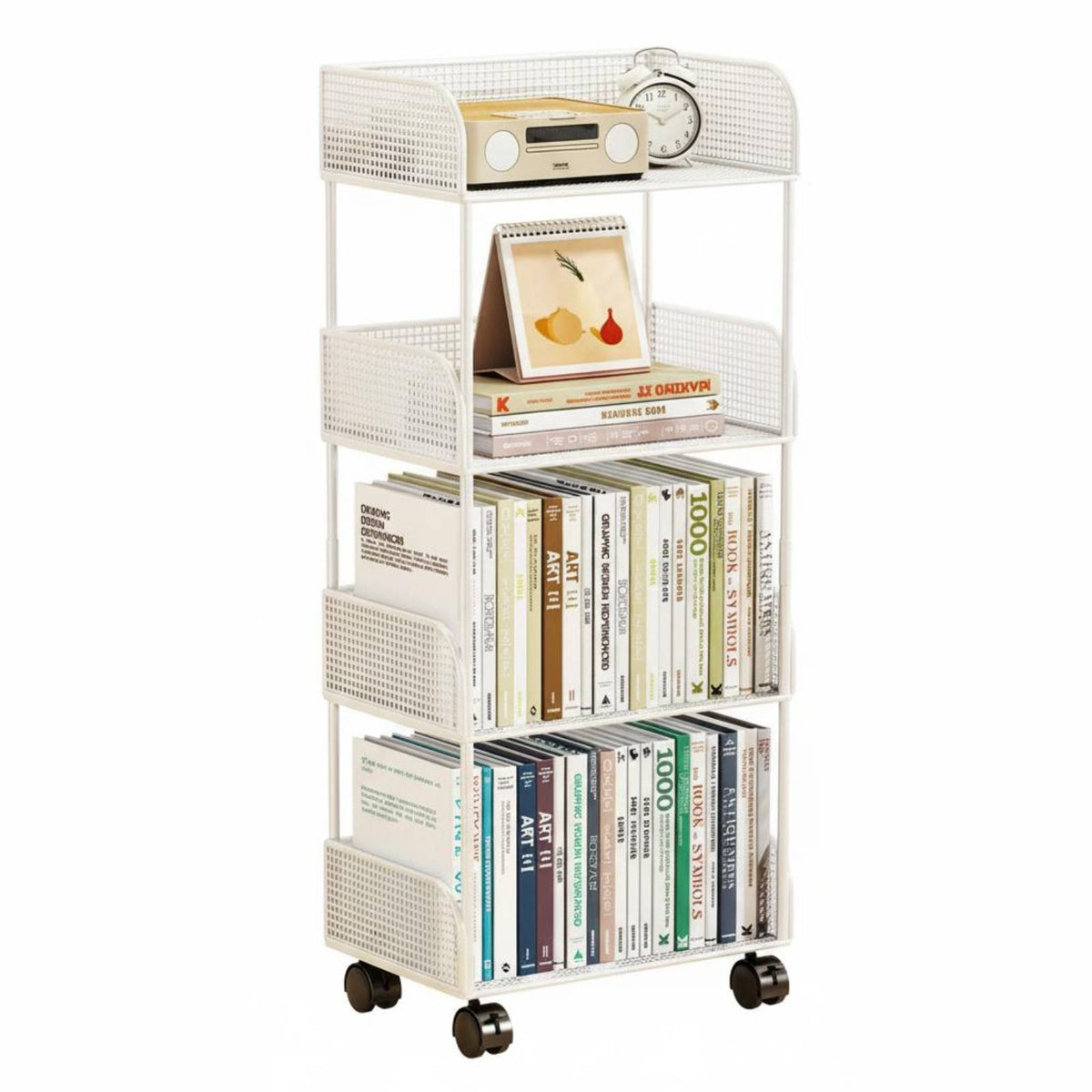 Multi-Tier Shelving Multi-Tier with Wheels Space Saving Bookshelf High Capacity