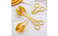 Engraved Serving Tongs with Scissor Handle Versatile Serving Utensil with Circular Handles Easy to Clean Cake Tongs Long-Lasting for Tea Party, Bakery